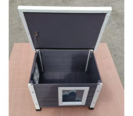 @Pet Utendørs kattehus 57x45x43 cm tre grå og hvit