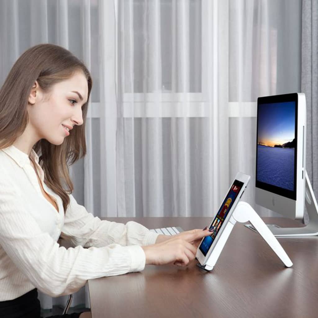 Ergo Line Tablet-/Laptopständer Cricket 20x 5x 2,4 cm Weiß und Silbern