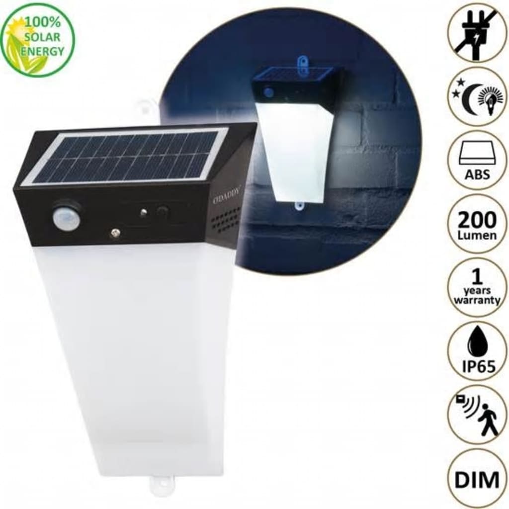 Afbeelding O'Daddy O' DADDY Luxe LED Solar Alarm Wandlamp 'Andromeda' door Vidaxl.nl