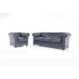 Original Chesterfield Antik Blau 3+1 sitzer