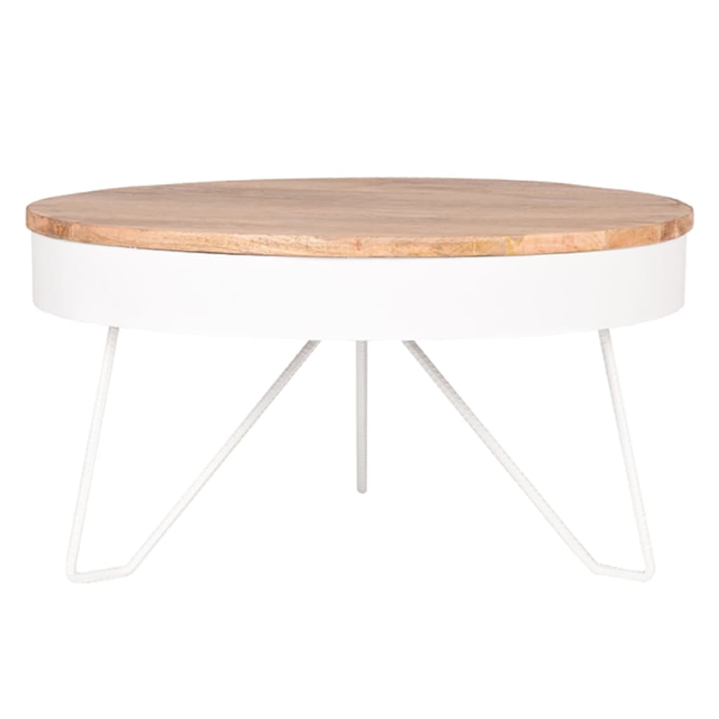 LABEL51 Table basse Saran 80x80x43 cm Bois/Blanc