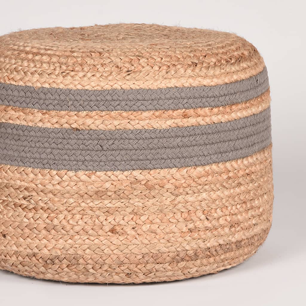 LABEL51 Poef gevlochten jute grijs en naturel afbeelding