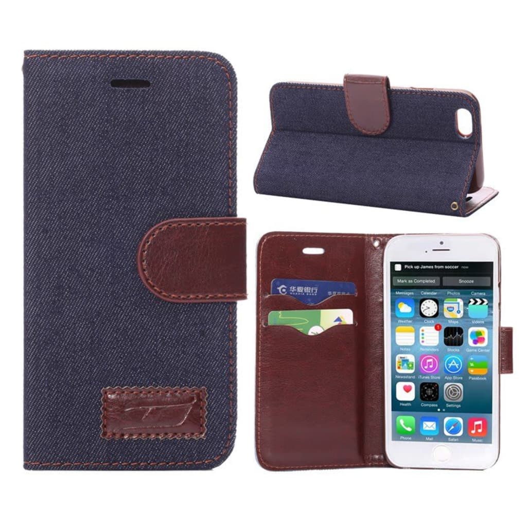Shop4 Javu Iphone 6 6S Hoesje Wallet Case Jeans Donker Blauw huismerk kopen in de aanbieding