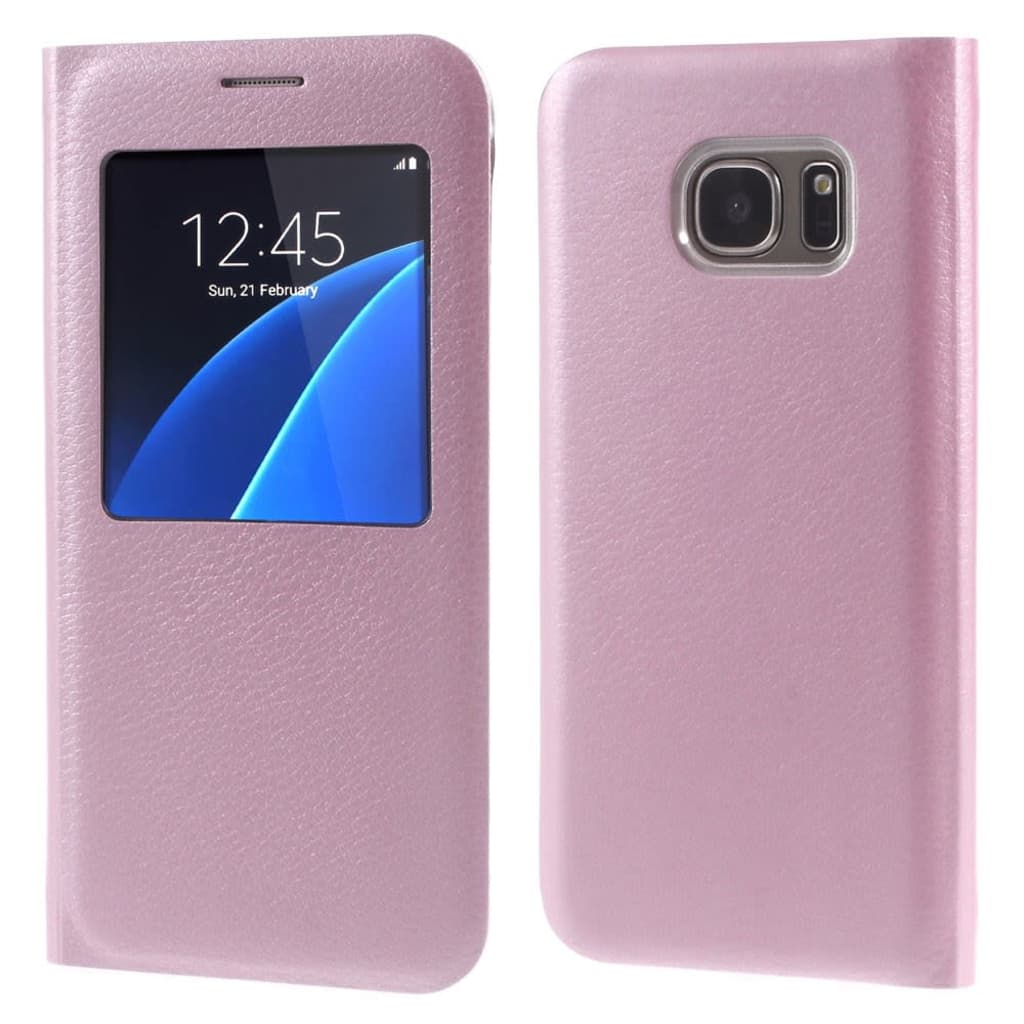 Shop4 Javu Samsung Galaxy S7 Hoesje Window View Case Lychee Roze huismerk kopen in de aanbieding