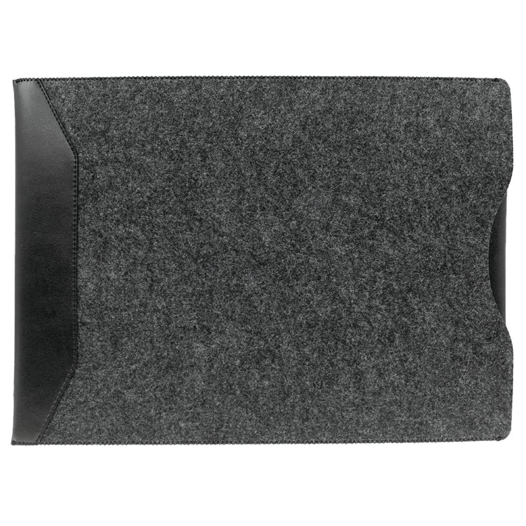 Soyan - 15 inch Laptop Hoes - Sleeve Wolvilt en Leer met Muismat Zwart