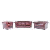 Original Chesterfield Antik Rot 1+2+3 sitzer