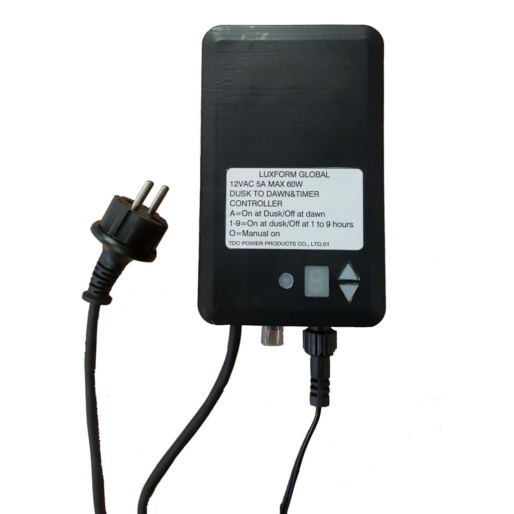 Luxform Transformador de tensión de exterior con temporizador 60W 12V