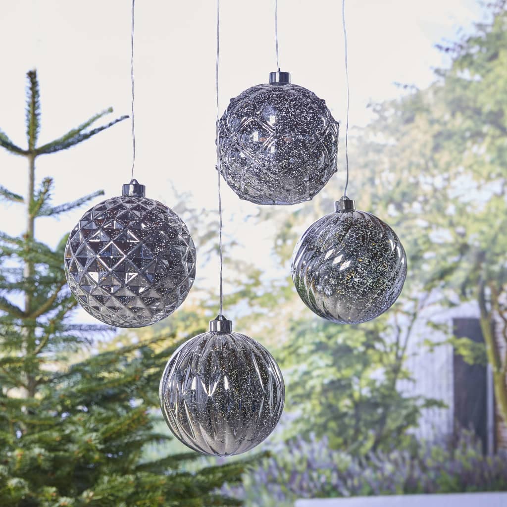 Luxform Battery LED Hanging Lamp Ball Diamonds Silver