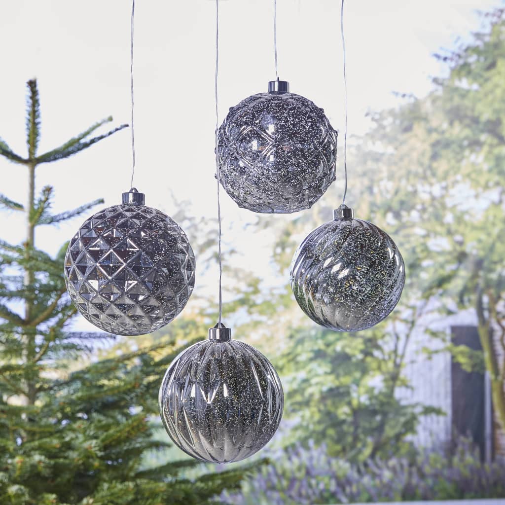 Luxform Battery LED Hanging Lamp Ball Swirl Silver