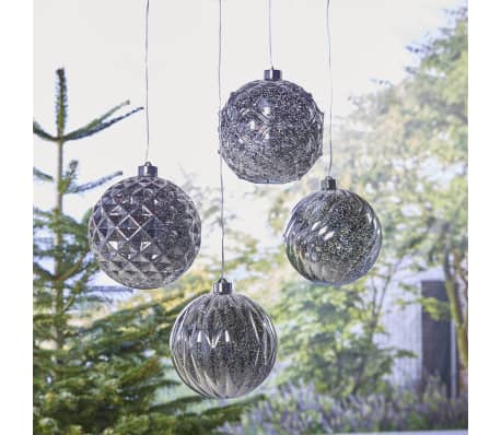 Luxform Battery LED Hanging Lamp Ball Swirl Silver