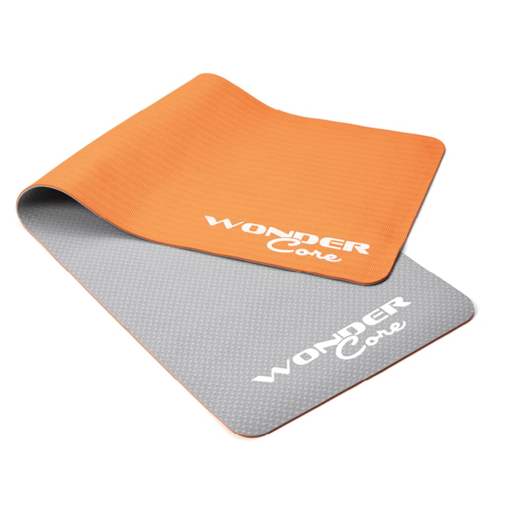 Wonder Core Yogamat TPE 0,6 cm grijs en oranje WOC023