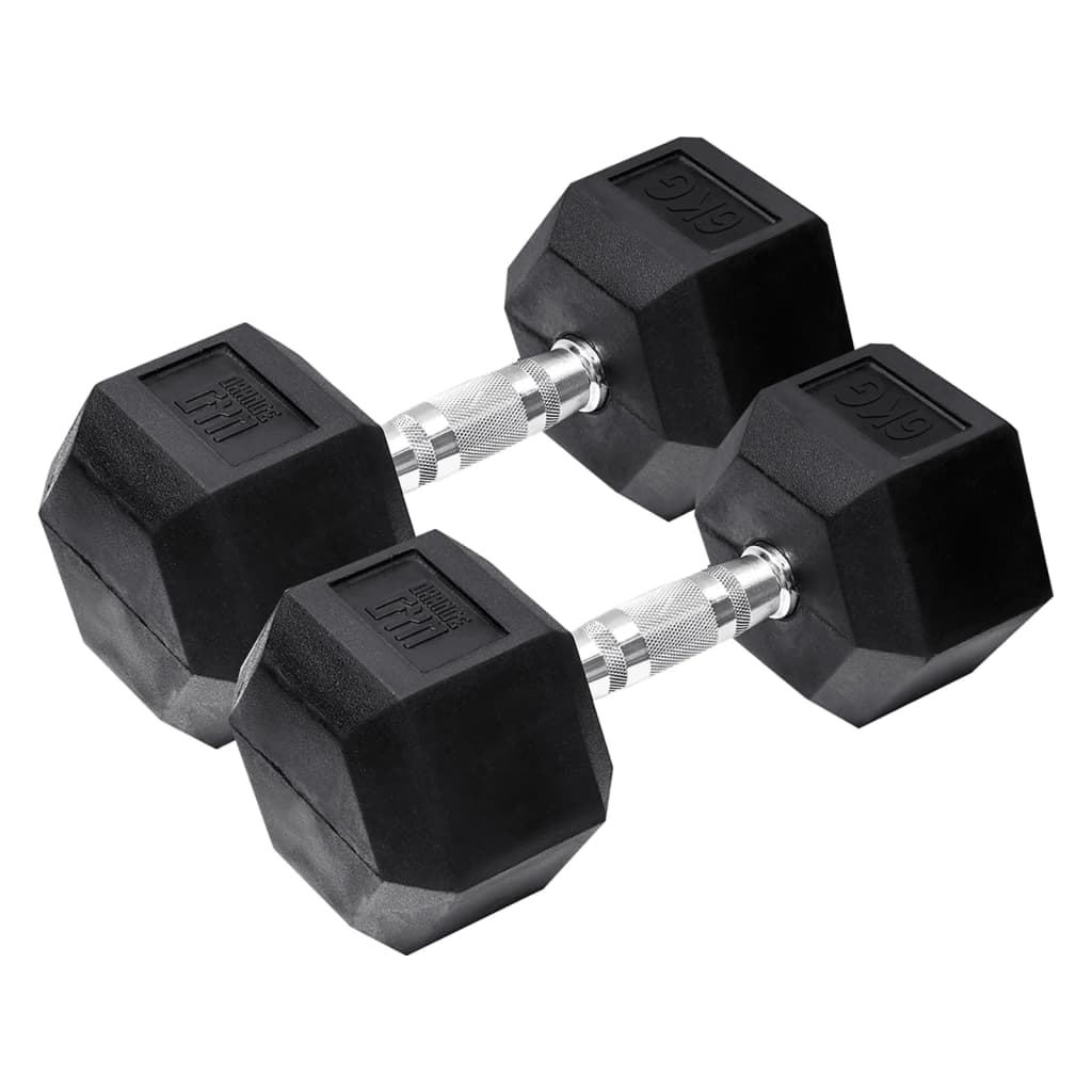 Orange Gym Mancuerna hexagonal 2 x 6 kg negro
