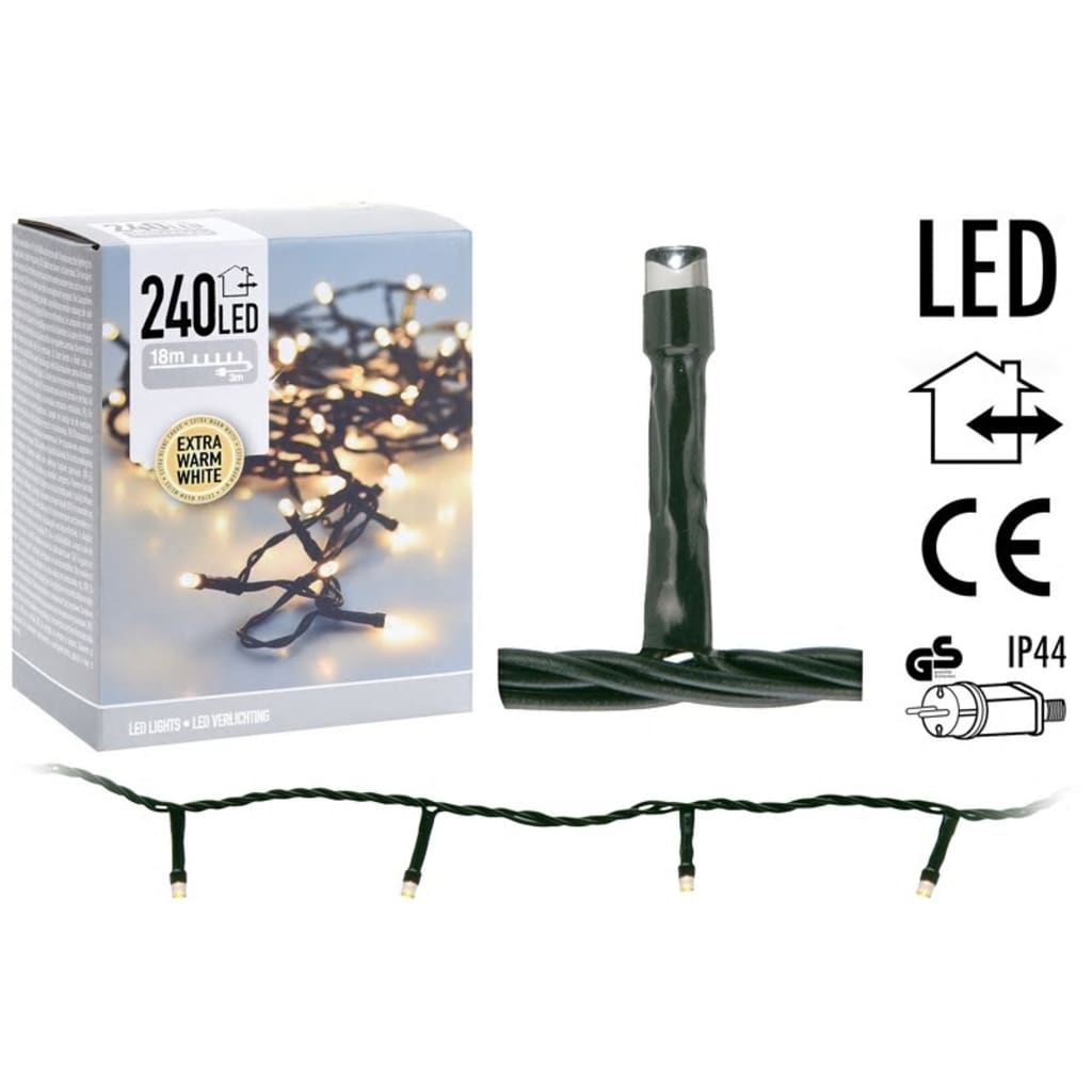 Afbeelding DecorativeLighting LED-verlichting 240 LED's 18 meter - extra warm wit door Vidaxl.nl