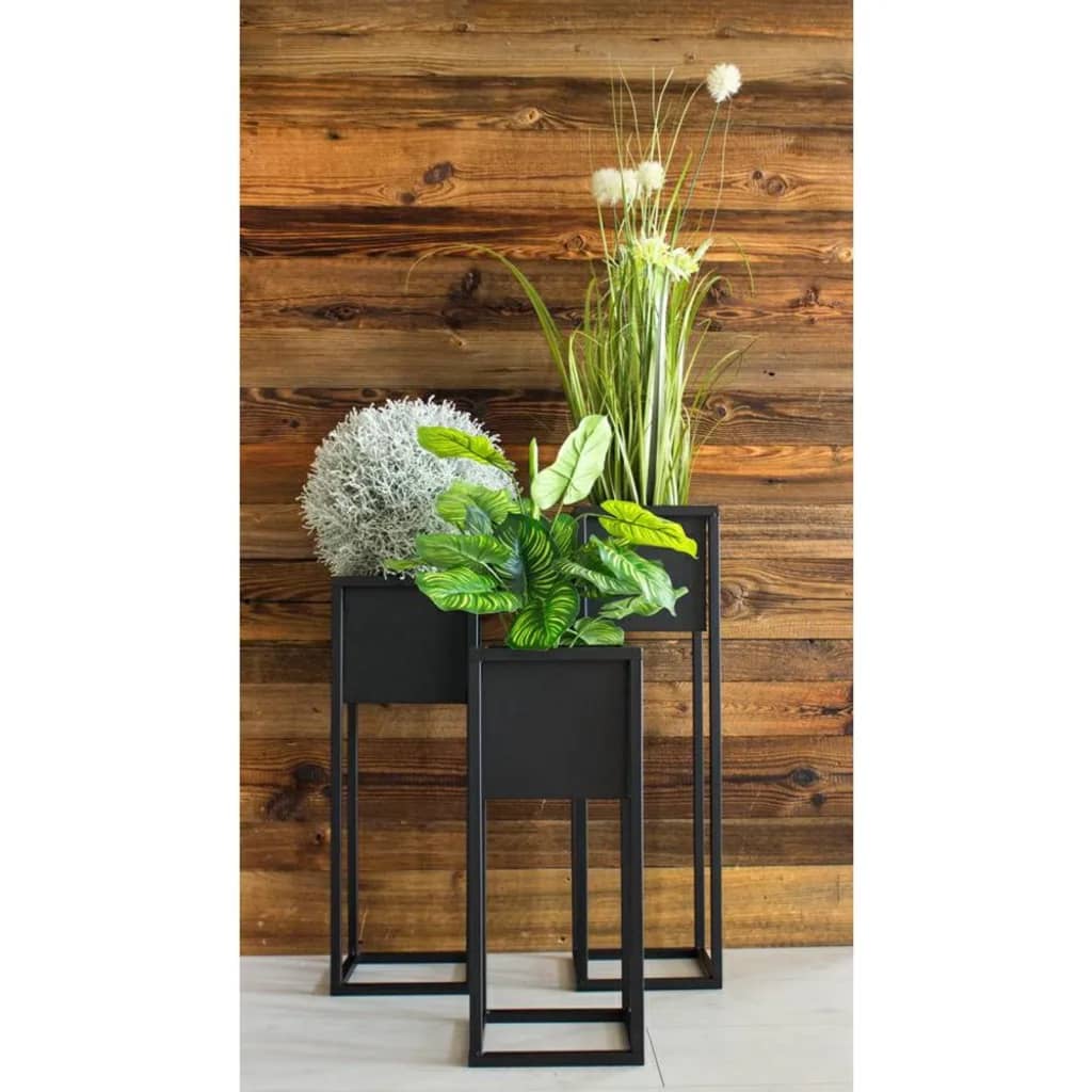 Home&Styling Ghiveci de flori cu suport, negru, 50 cm, metal