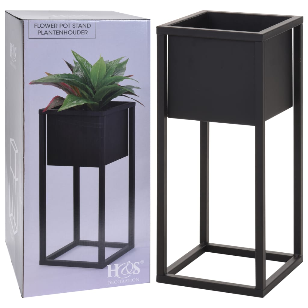 Thumbnail - H&S Collection Blumentopf mit Ständer Metall Schwarz 50 cm