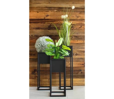 H&S Collection Vazonas gėlėms ant stovo, juodos spalvos, 70cm, metalas