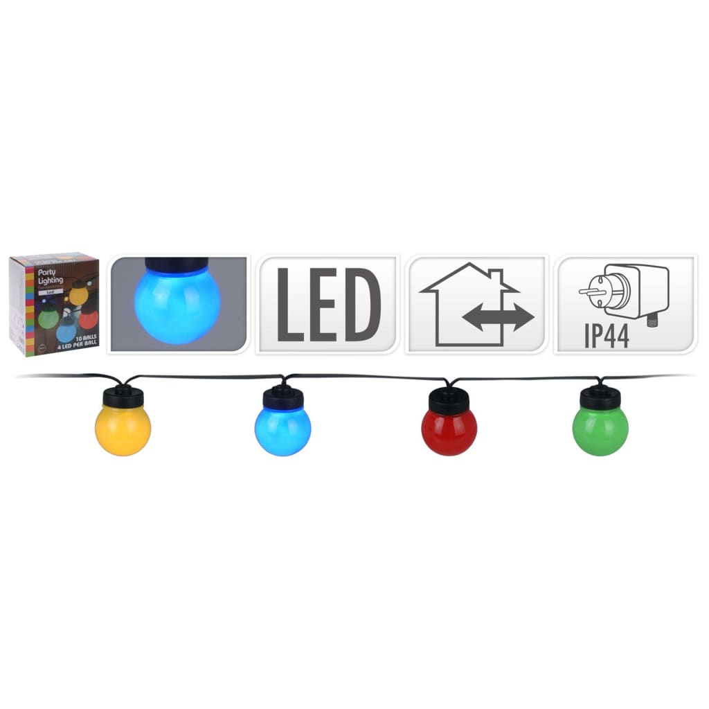 ProGarden Set di Luci LED per Feste 10 Bulbi Multicolori 12 V