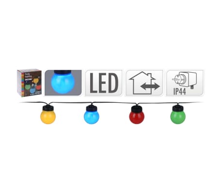 ProGarden LED-festbelysningssett med 10 lamper flerfarget 12 V