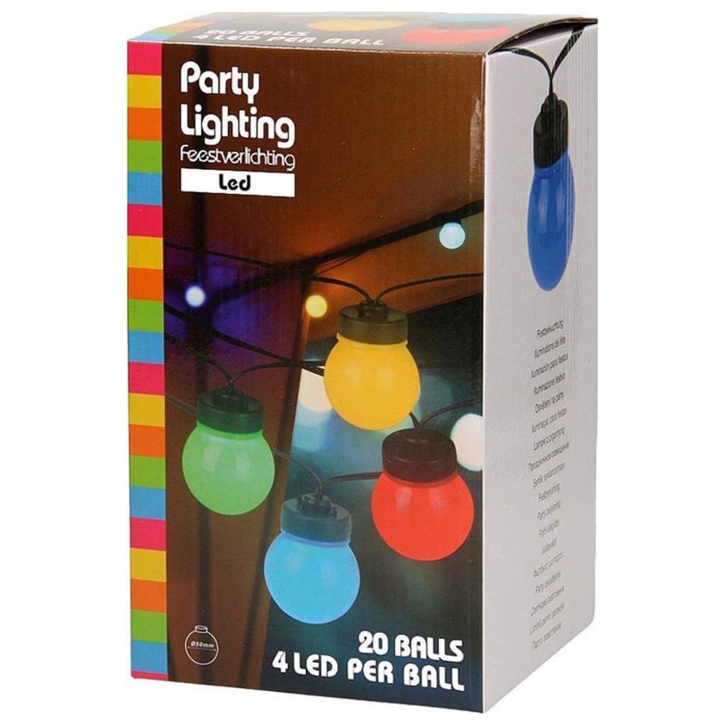 ProGarden Set di Luci LED per Feste 20 Lampade Multicolori 12 V