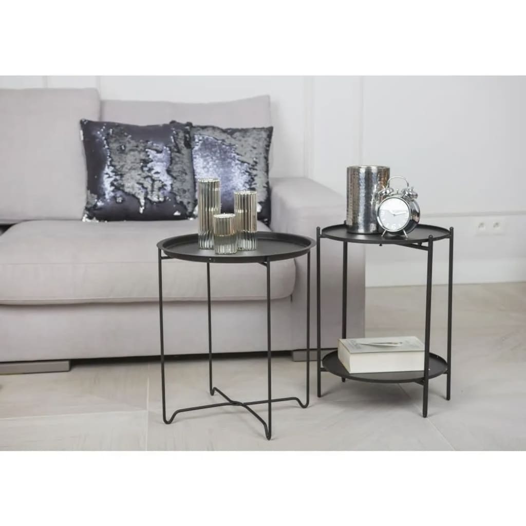 H&S Collection Príručný stolík kovový 50,5 cm čierny