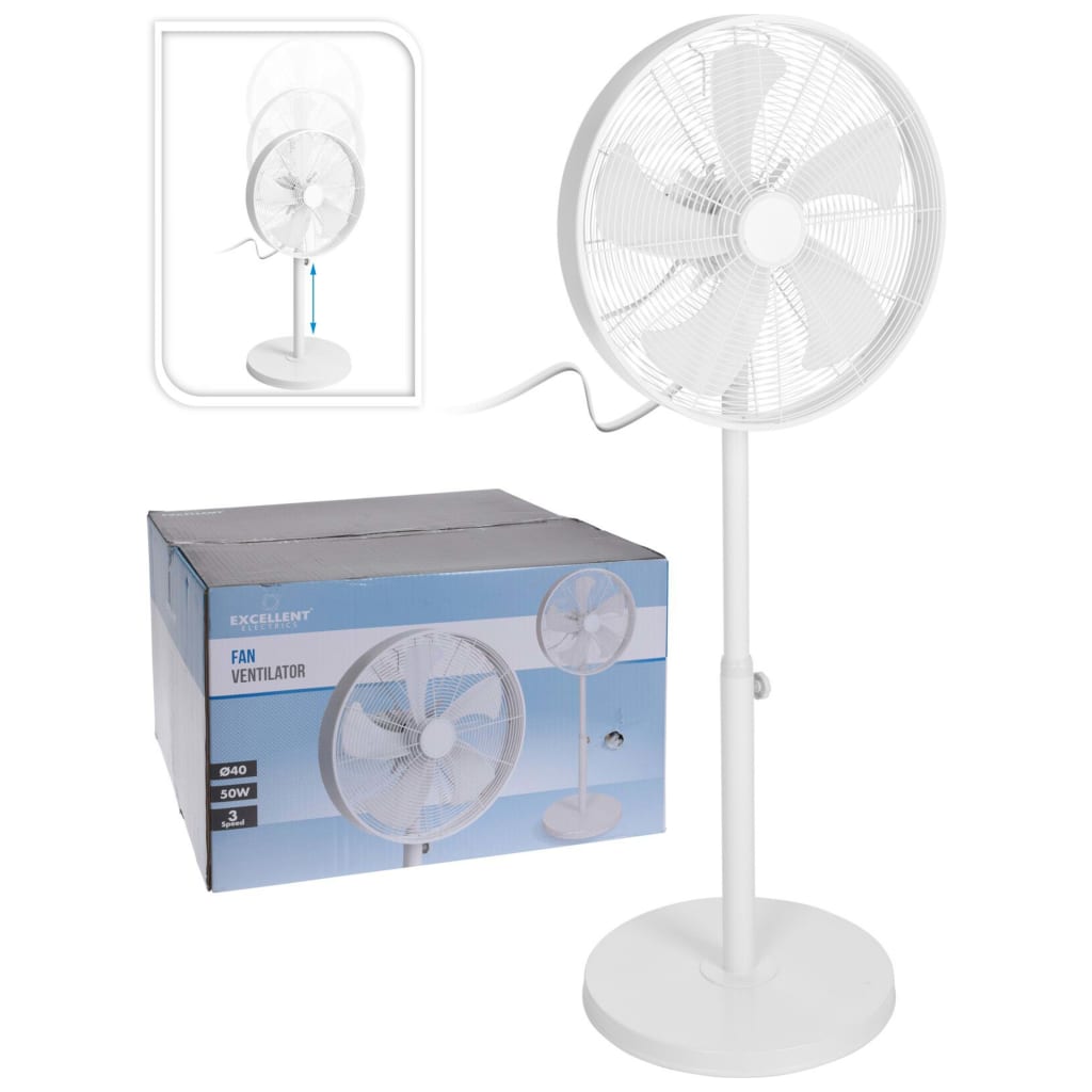 Excellent Electrics Staande ventilator Wit 40cm diameter (50 Watt)