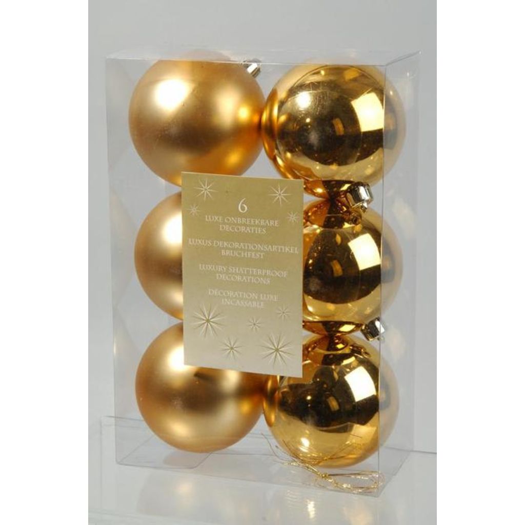 KSD 4 stuks 6 kerstballen licht goud 80 mm