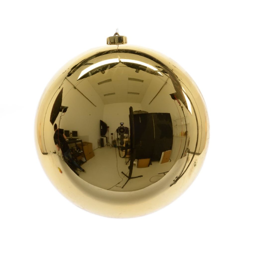 KSD 4 stuks Kerstbal plastic glans licht goud 140 mm