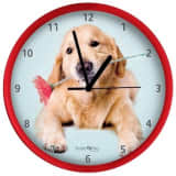 Studio Pets Wandklok Golden Retriever 25 cm rood