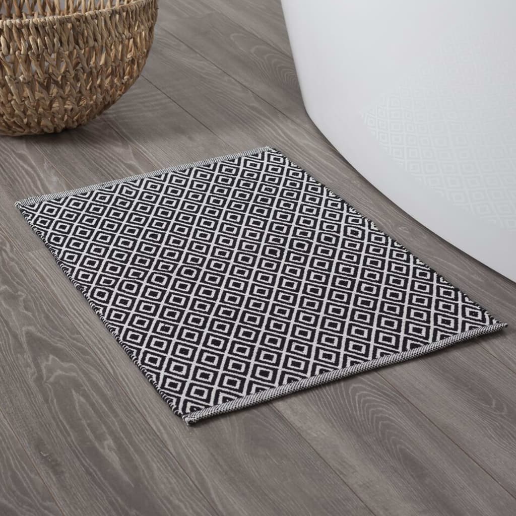 Sealskin Badematte Trellis Baumwolle 60×90 cm Schwarz und Weiß