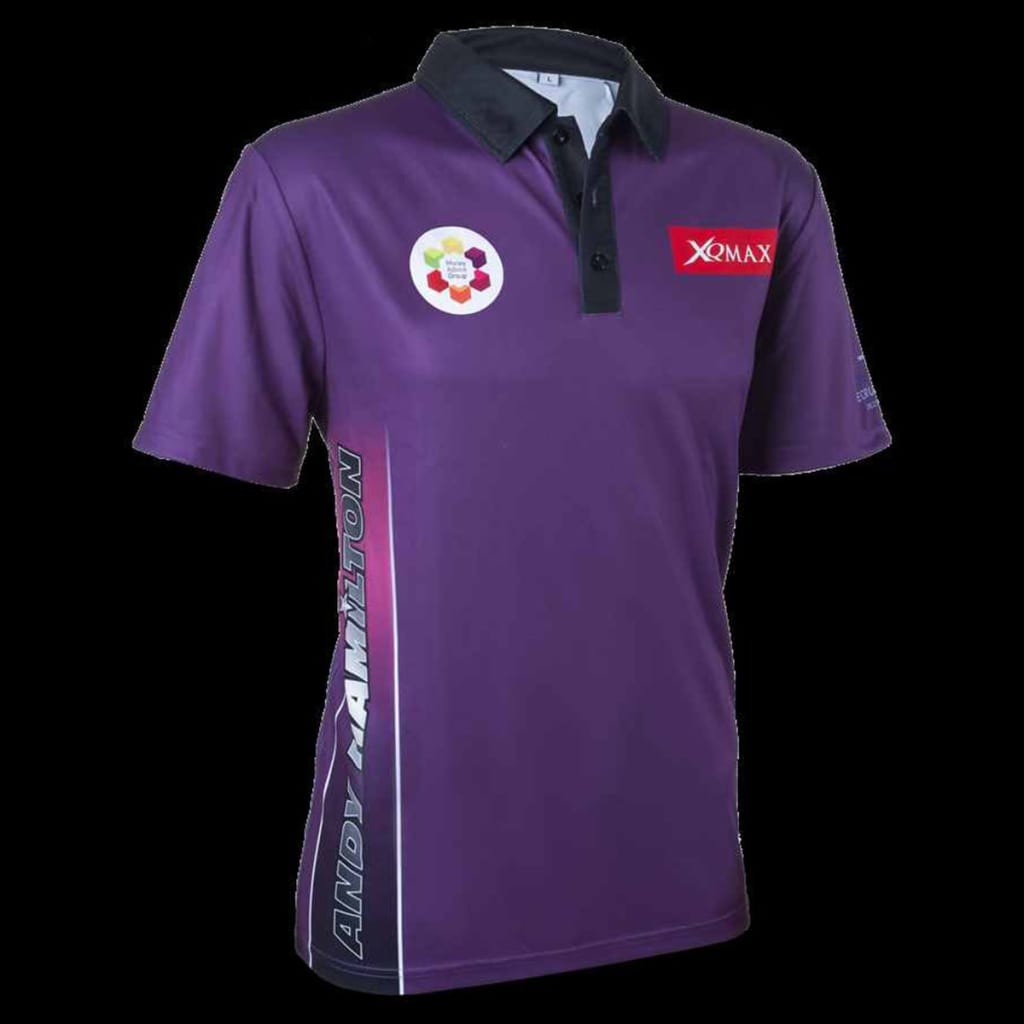 XQmax Darts Andy Hamilton replica wedstrijdshirt paars XS QD9200310