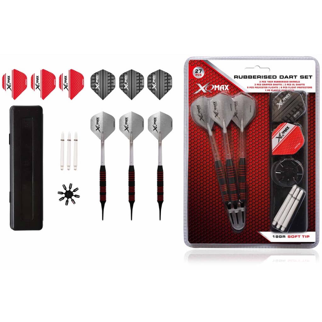 XQmax Darts Dardos engomados 27 piezas 18g punta acero QD7000670 Multicolor