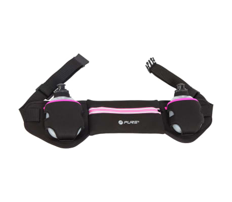 Pure2Improve Ceinture de course avec 2 bouteilles Noir et rose