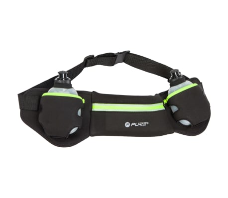 Pure2Improve Running Belt with 2 Bottles Black and Yellow