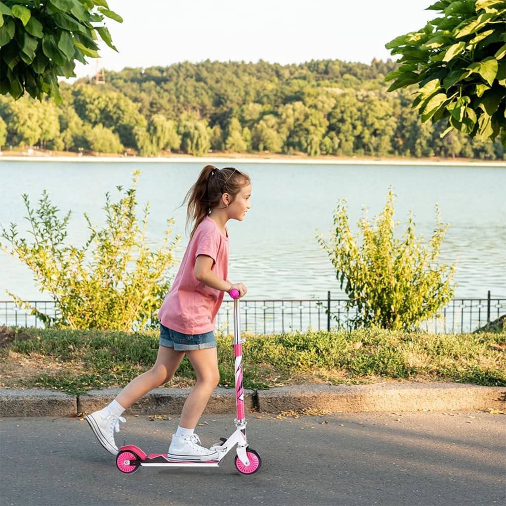 XQ Max rózsaszín és fehér összecsukható roller lábfékkel