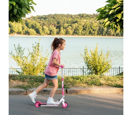 XQ Max rózsaszín és fehér összecsukható roller lábfékkel