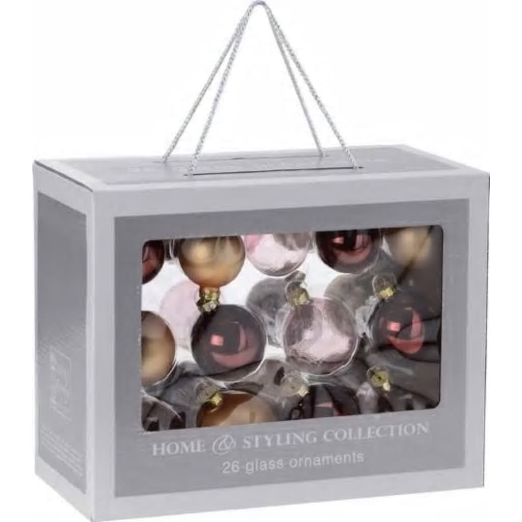 Afbeelding Home & Styling 26-Delige glazen kerstballen set Goud, Roze en Bruin door Vidaxl.nl