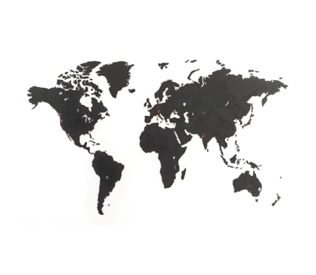 MiMi Innovations Wereldkaart muurdecoratie Luxury 100x60 cm zwart