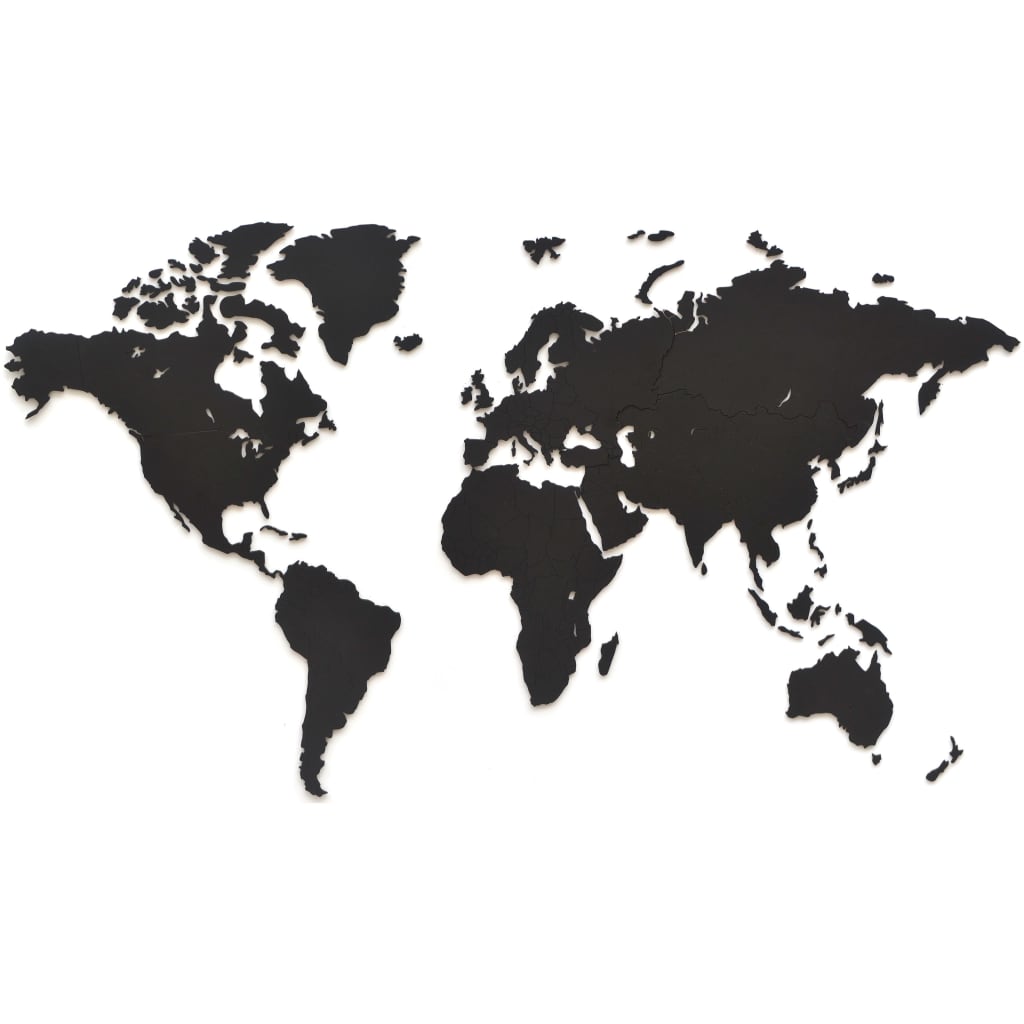 MiMi Innovations Puinen maailmankarttakoriste Luxury musta 90×54 cm