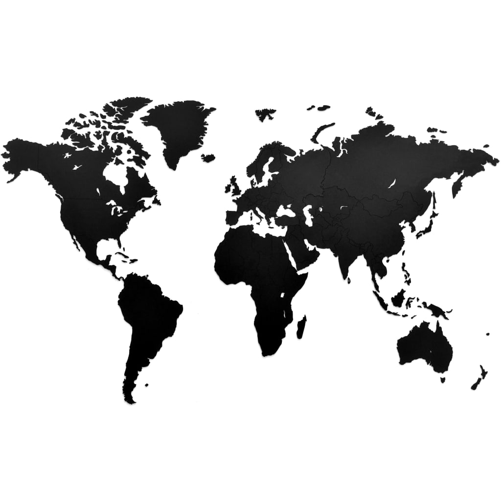 MiMi Innovations Puinen maailmankarttakoriste Luxury musta 130×78 cm