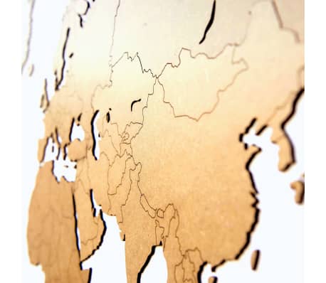 MiMi Innovations Decor perete harta lumii Luxury maro 130x78 cm lemn