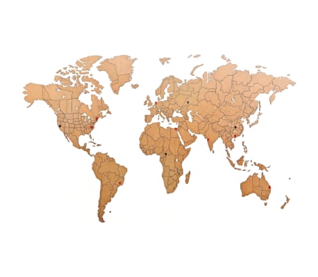MiMi Innovations Ścienna mapa świata Luxury, puzzle, brąz, 150x90 cm