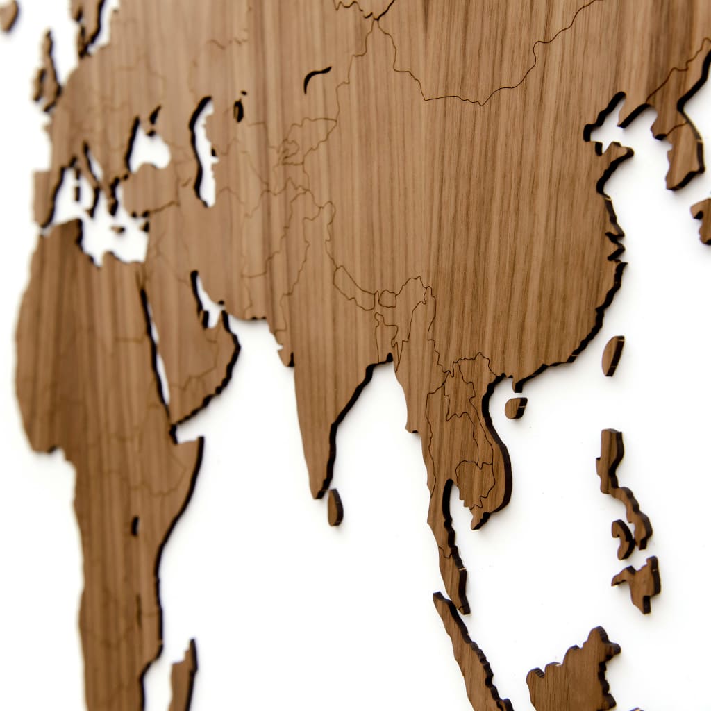 MiMi Innovations Décoration carte du monde murale Bois Chêne 130x78 cm