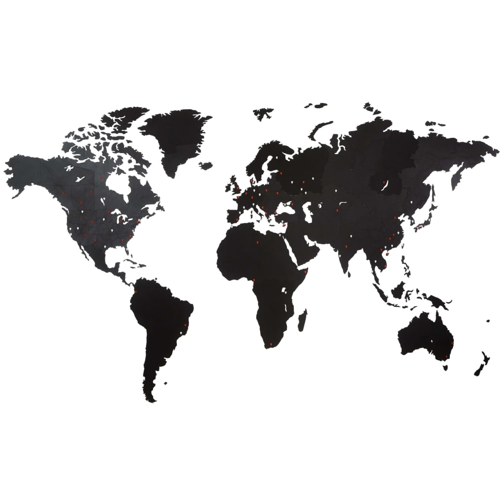 MiMi Innovations Puinen maailmankarttakoriste Giant musta 280×170 cm