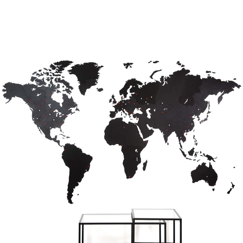 

MiMi Innovations Wereldkaart muurdecoratie Giant 280x170 cm hout zwart