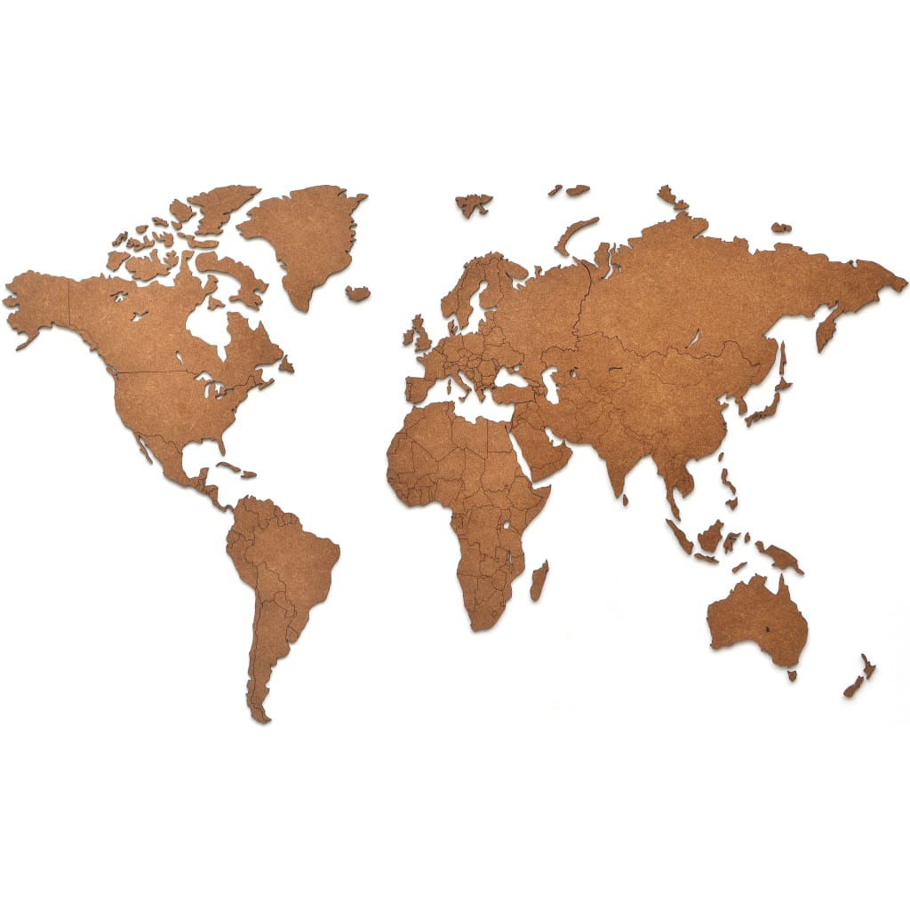 MiMi Innovations Puinen maailmankarttakoriste Luxury ruskea 90×54 cm
