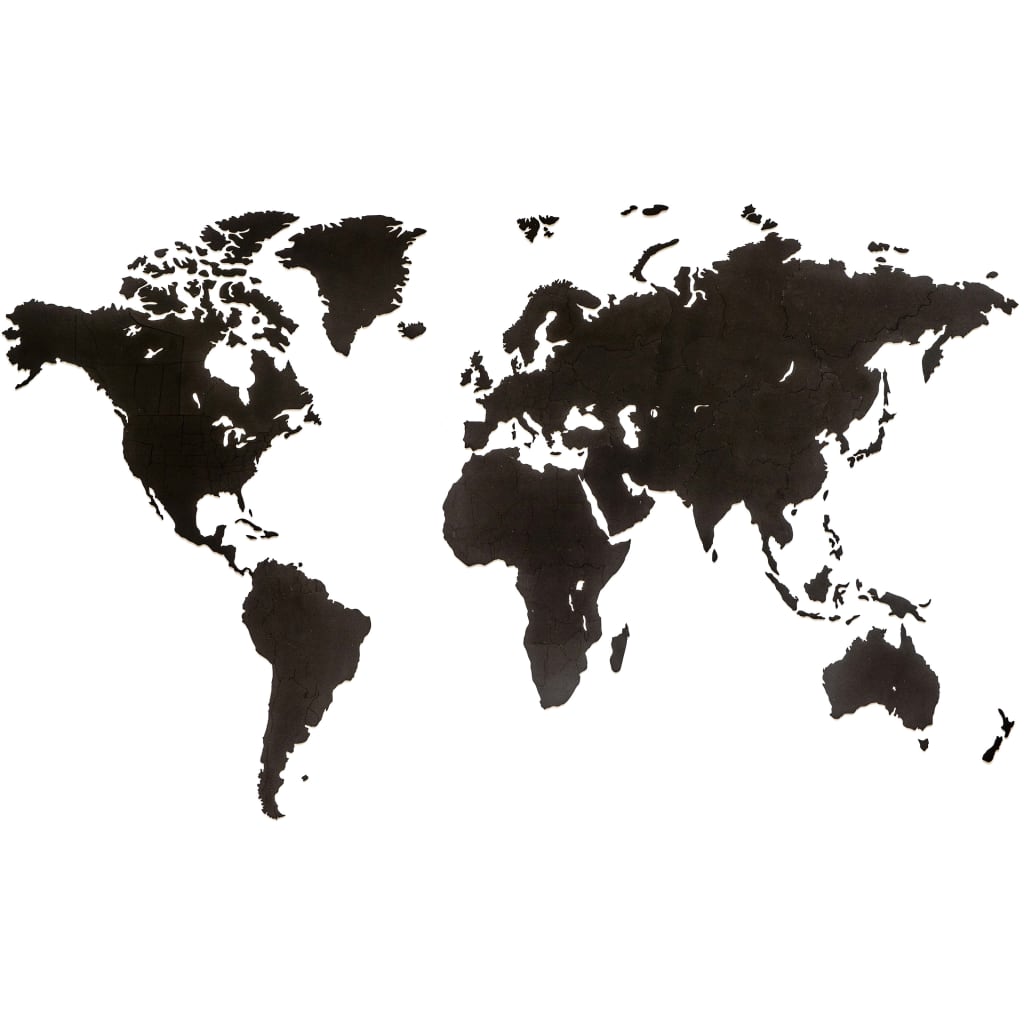 MiMi Innovations Puinen maailmankarttakoriste Luxury musta 180×108 cm