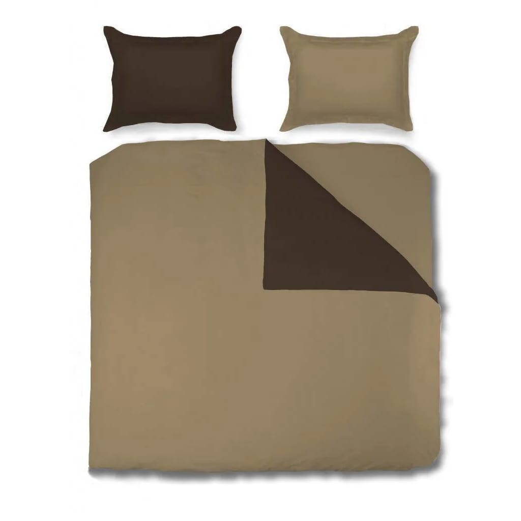 Merkloos Nightsrest Dekbedovertrek Two Tones Chocolate Cappuccino Maat huismerk kopen in de aanbieding