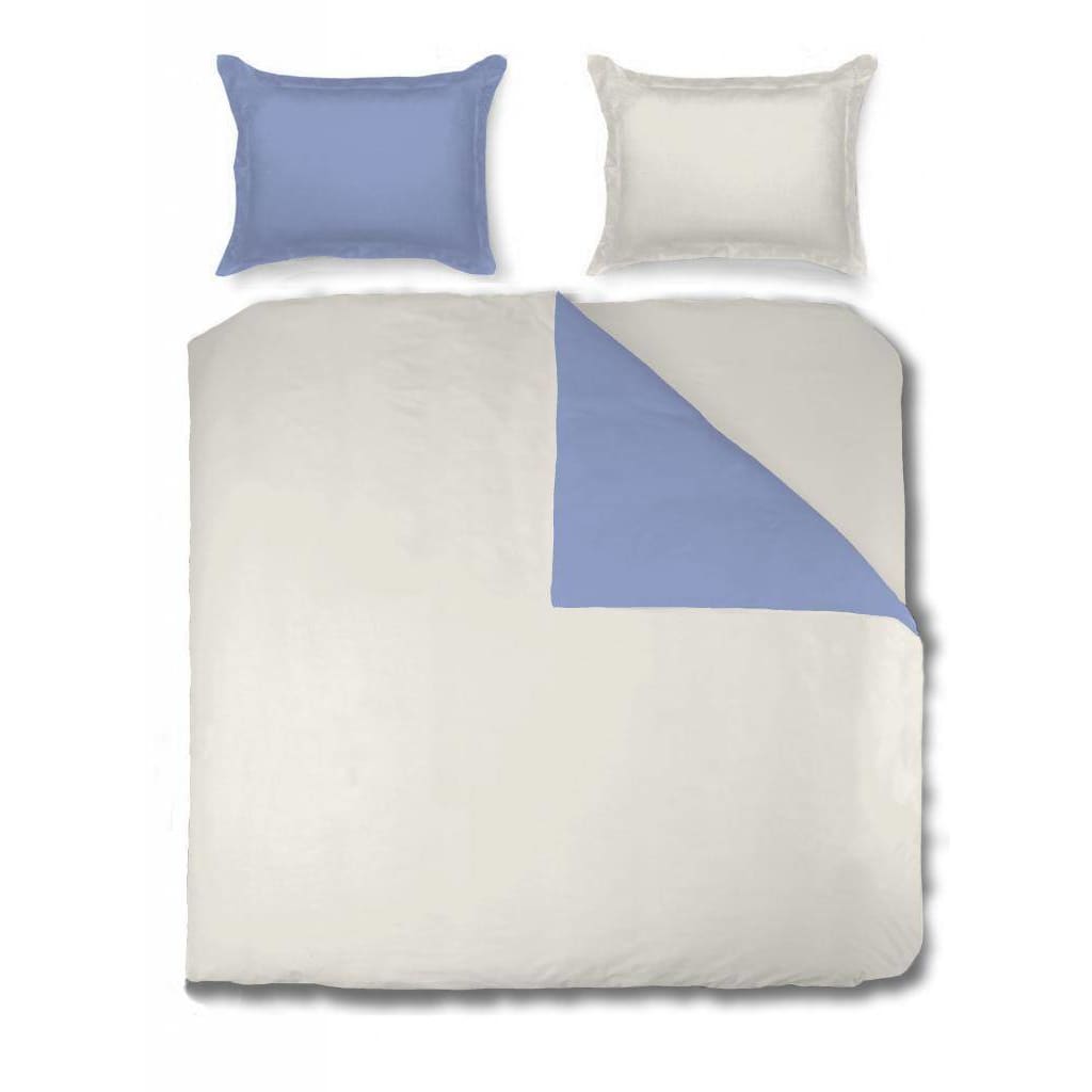 Merkloos Nightsrest Dekbedovertrek Flanel Two Tones Pearl Grey Metal Blue huismerk kopen in de aanbieding