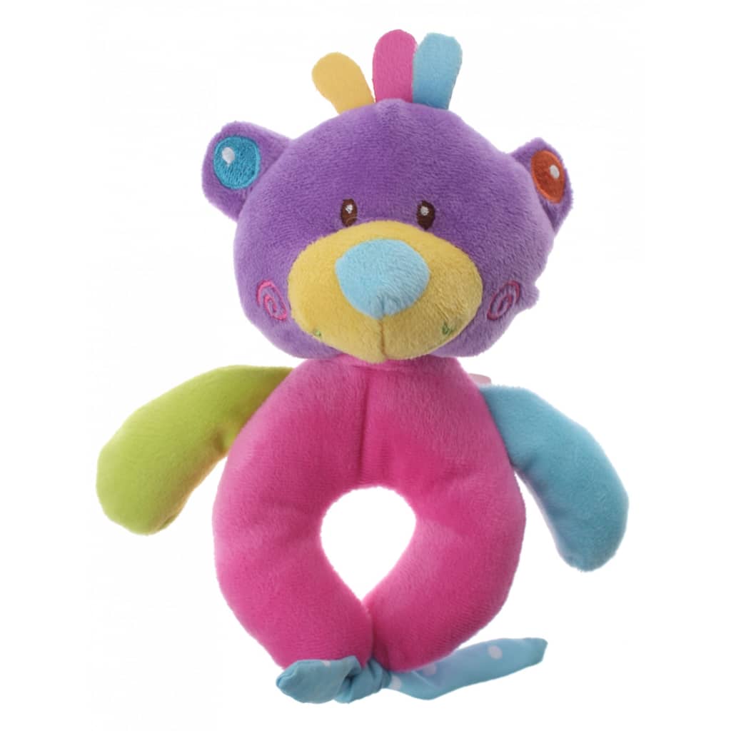 Eddy Toys pluche rammelaar beer paars/roze 16 cm
