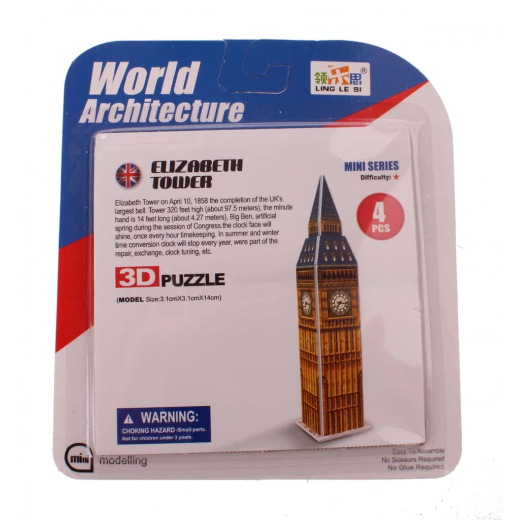 Jonotoys 3D-Puzzel Elizabeth Tower klein 6-delig bron